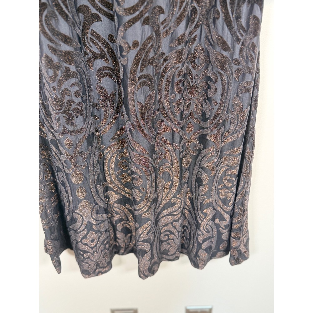 Soft Surroundings Hadley Black  Burnout Velvet Midi Dress Metallic 12‎  witchy - Picture 5 of 10
